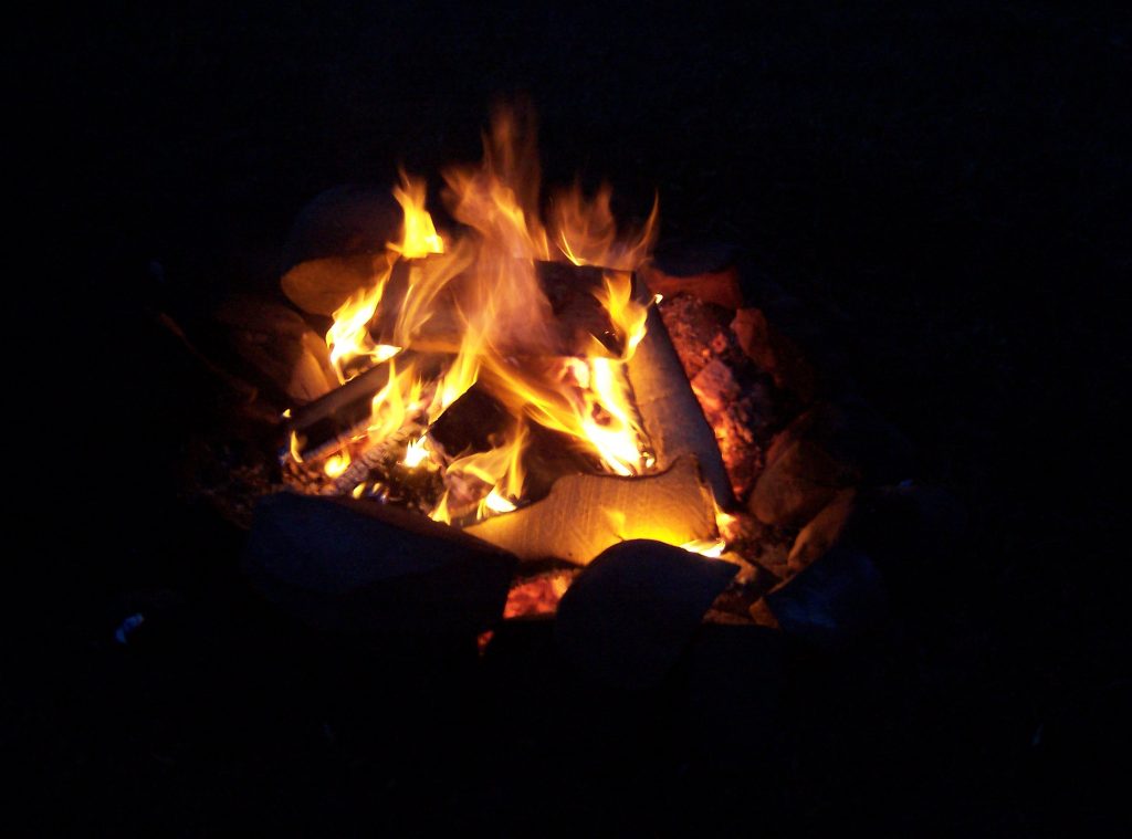 Dark night and campfire