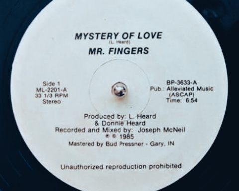 "Mystery of Love" vinyl label