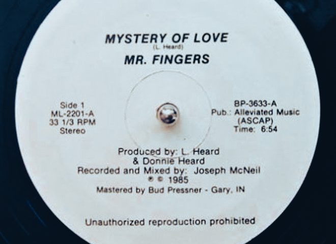 "Mystery of Love" vinyl label