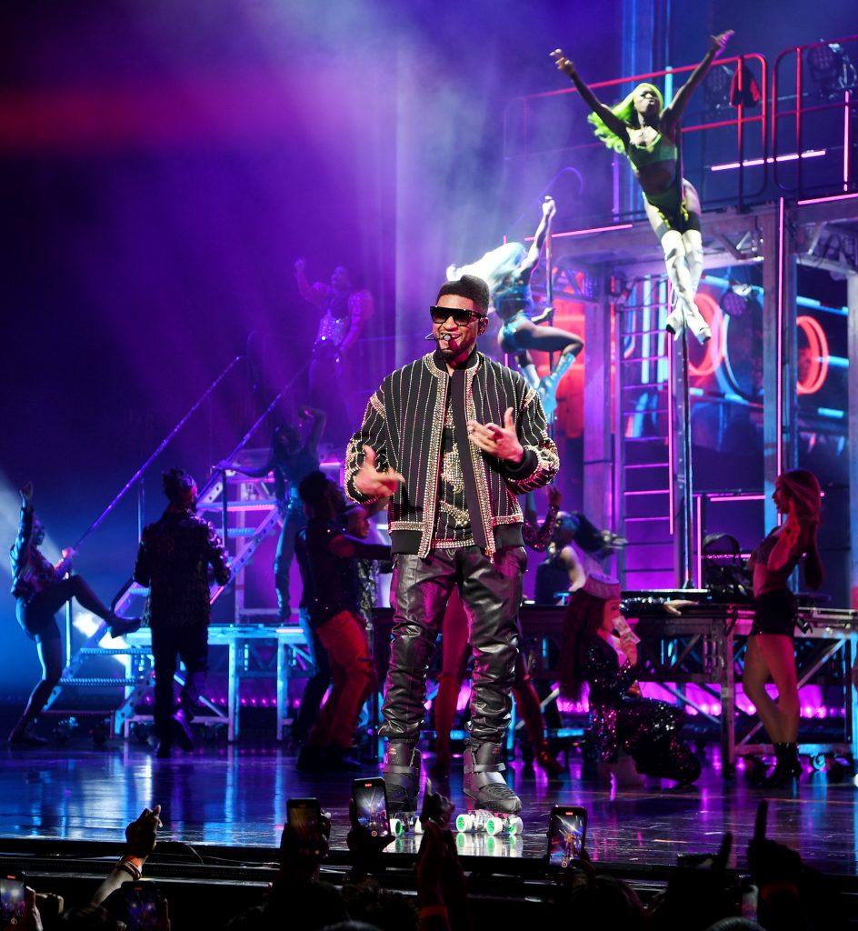 LAS VEGAS, NEVADA - JULY 16: Usher performs at the grand opening of “USHER The Las Vegas Residency” at The Colosseum at Caesars Palace on July 16, 2021 in Las Vegas, Nevada. (Photo by Denise Truscello/Getty Images for Caesars Entertainment)