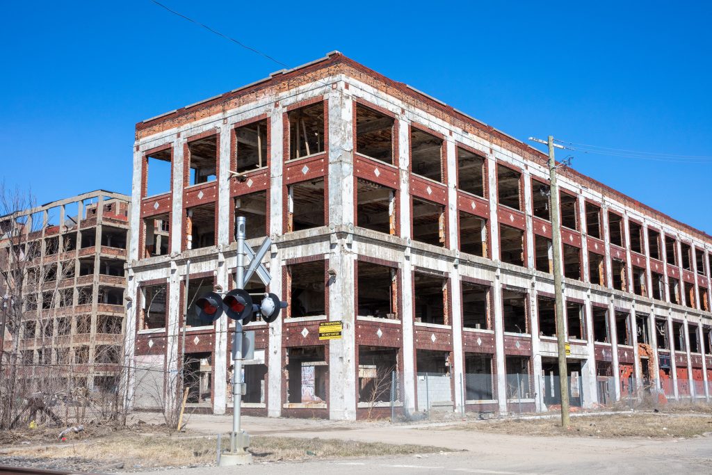 Old building frame in Detroit