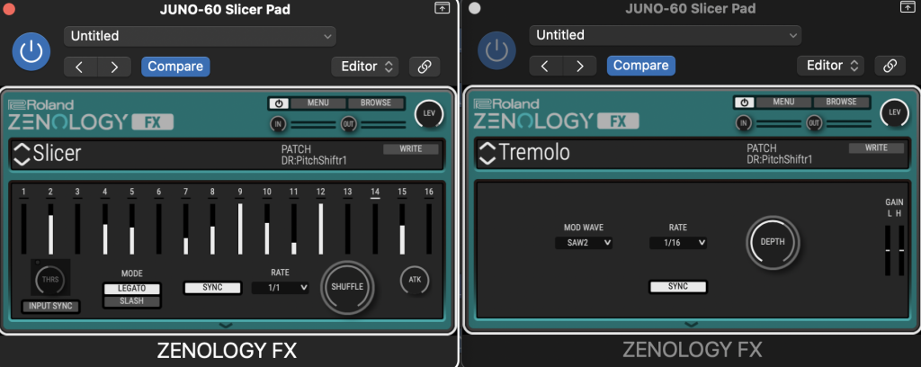 JUNO-60 ZENOLOGY FX Slicer + Tremolo