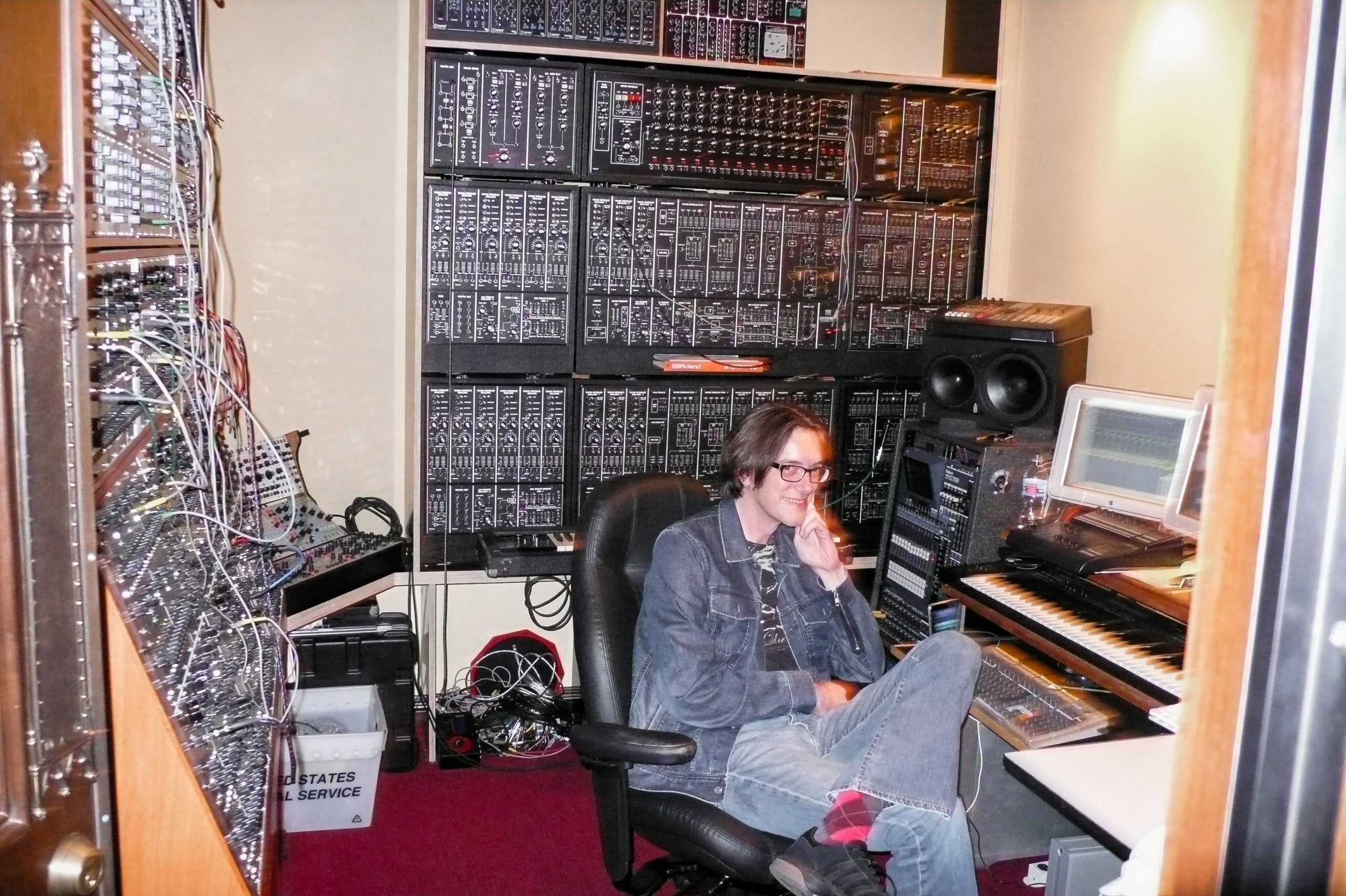 Ryeland Allison at work with the Roland System 700 Synthesizer