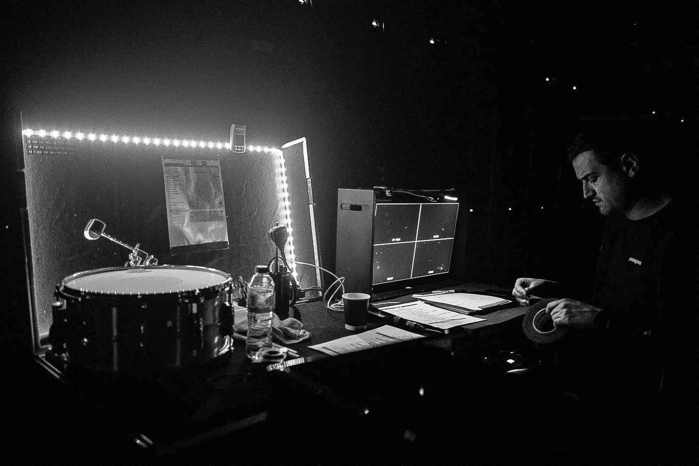 Drum tech Tom 'Woody' Wood on USA tour with The 1975 in 2019