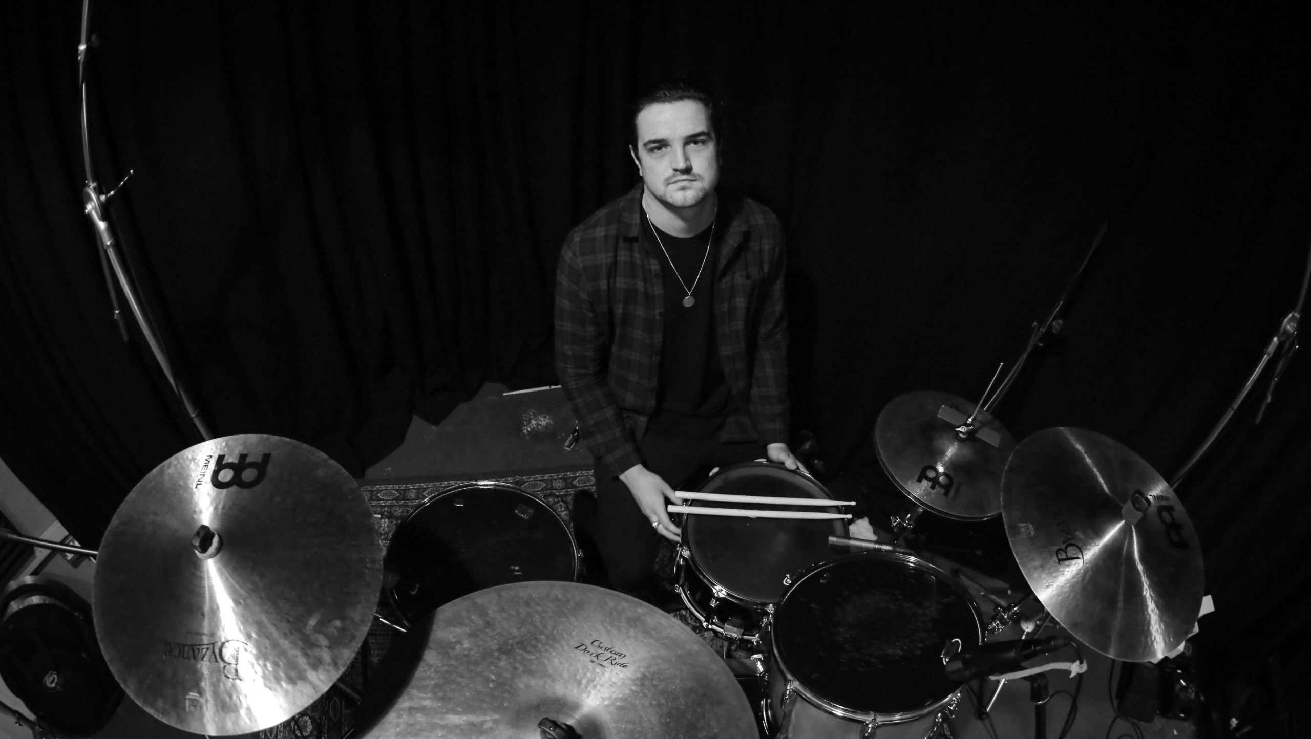 Drum tech Tom 'Woody' Wood in 2016 recording with his band Beasts