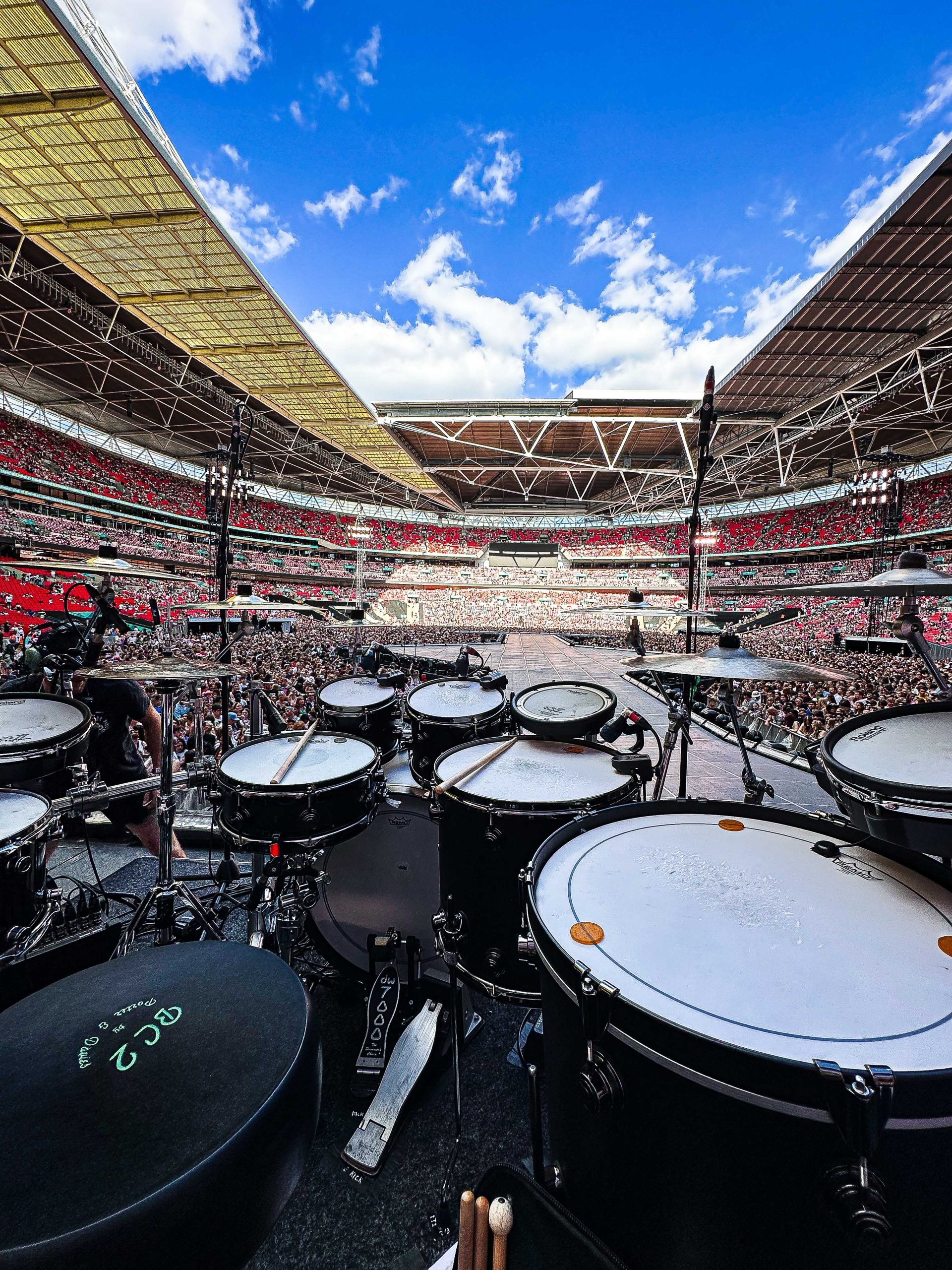 Drum tech Tom 'Woody' Wood with Griff opening for Taylor Swift in 2024