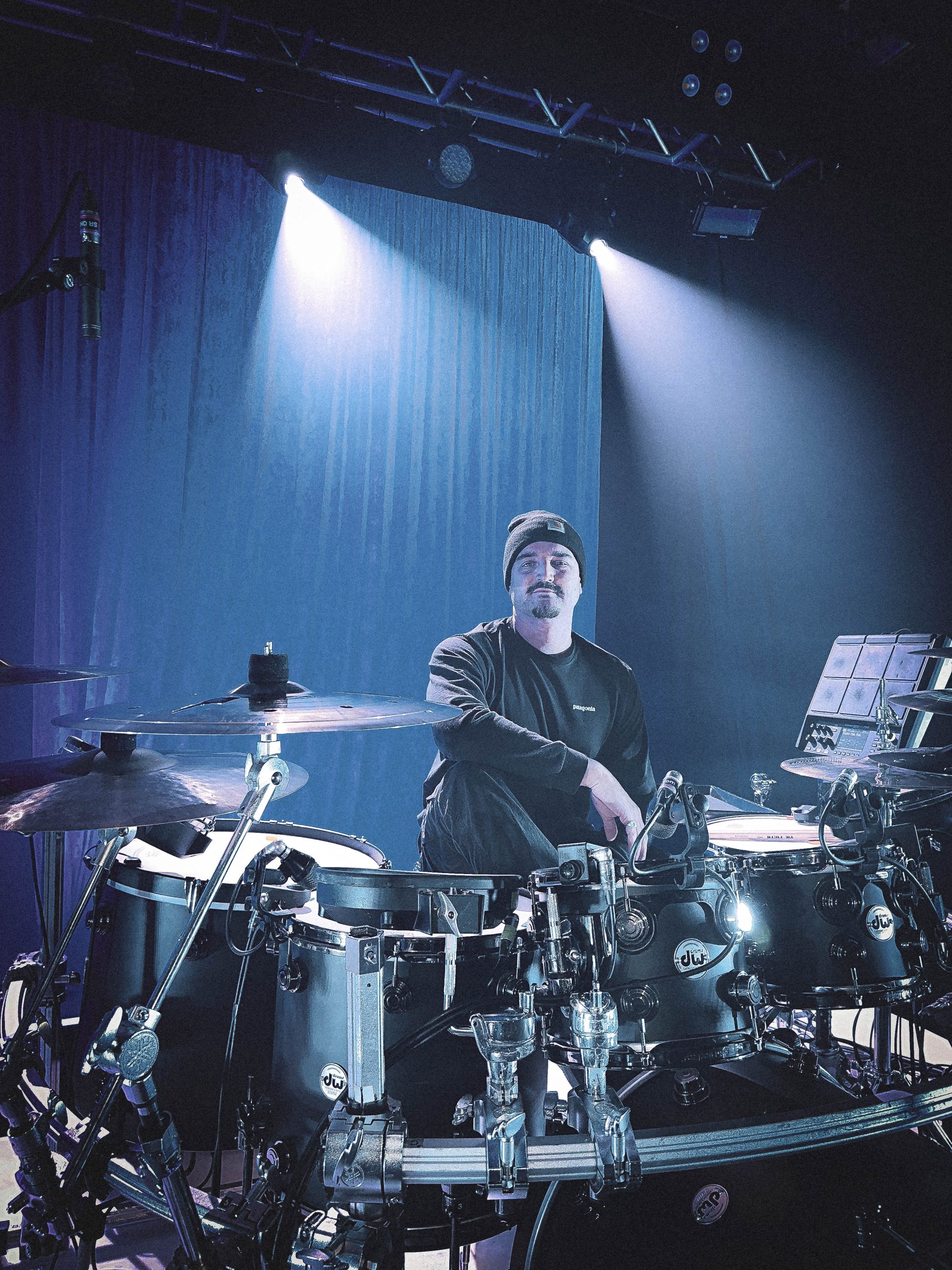 Drum tech Tom 'Woody' Wood on tour with Griff in 2024
