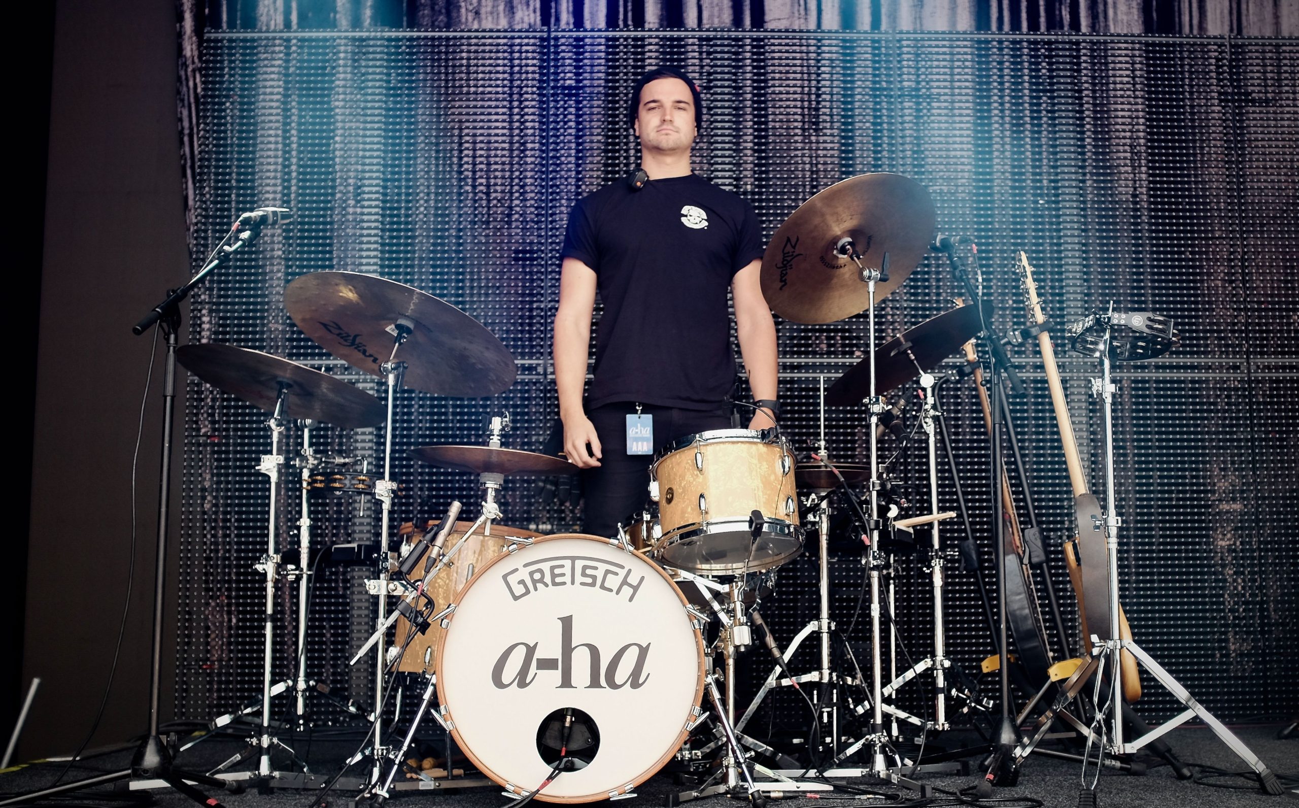 Drum tech Tom 'Woody' Wood on tour with A-ha